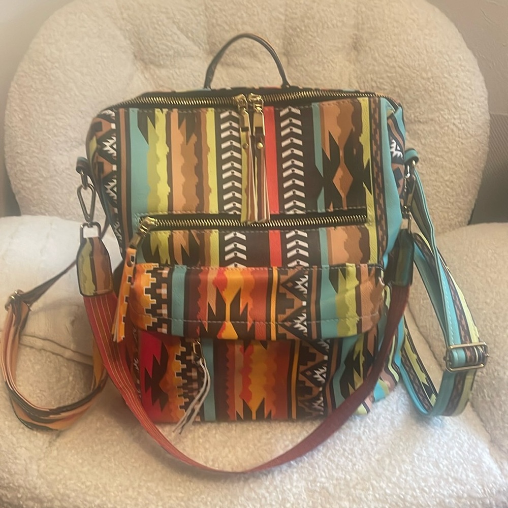 Backpack full size multi colors 14x12